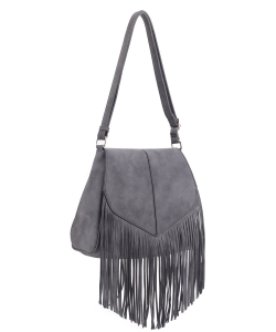 Soft Leather Fringe HOBO/Crossbody bag SJ20308 DARK GRAY